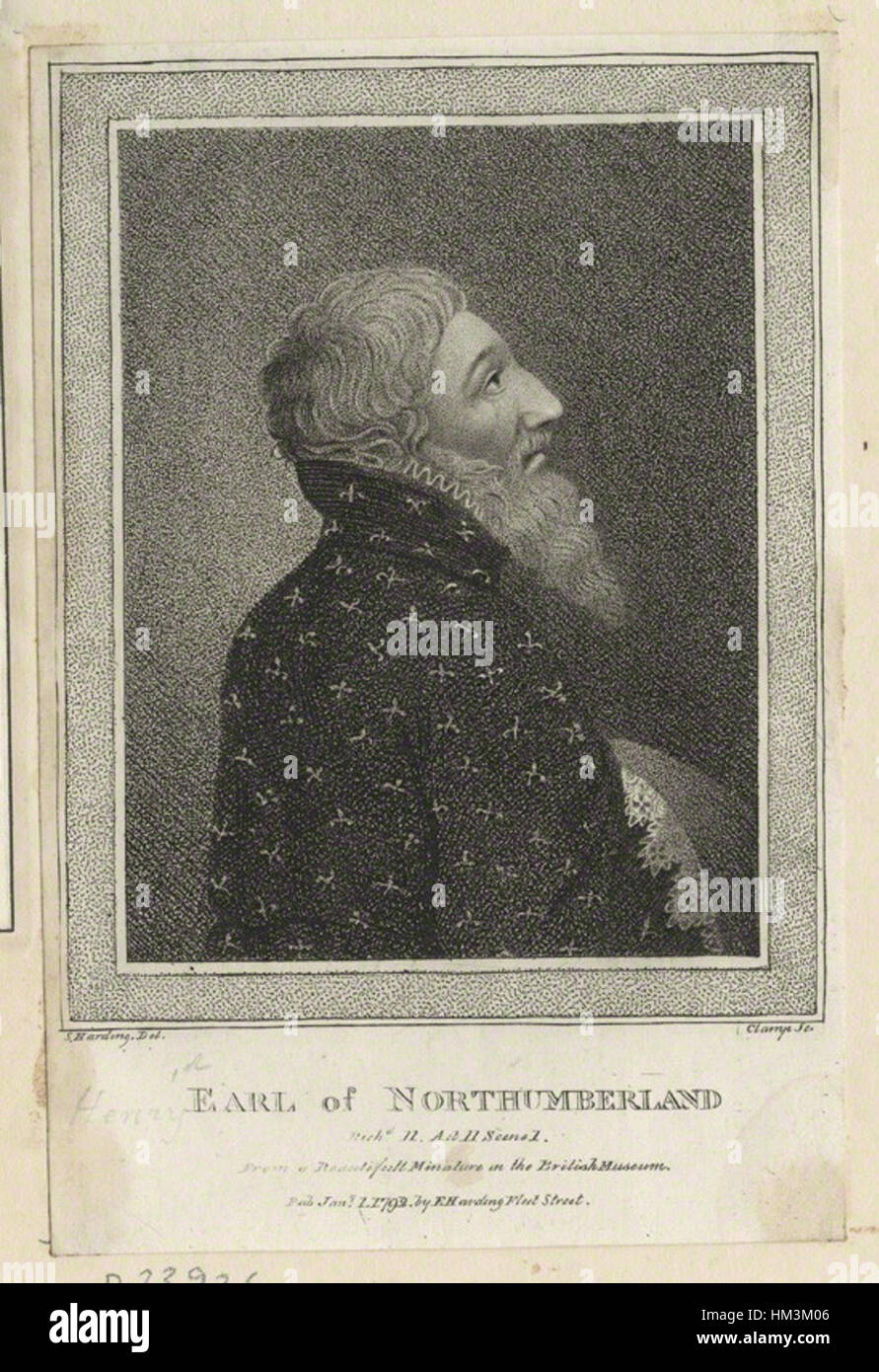 Henry Percy conte di Northumberland da R. morsetto, pubblicato da Edward Harding, dopo Silvester Harding 1792 Foto Stock