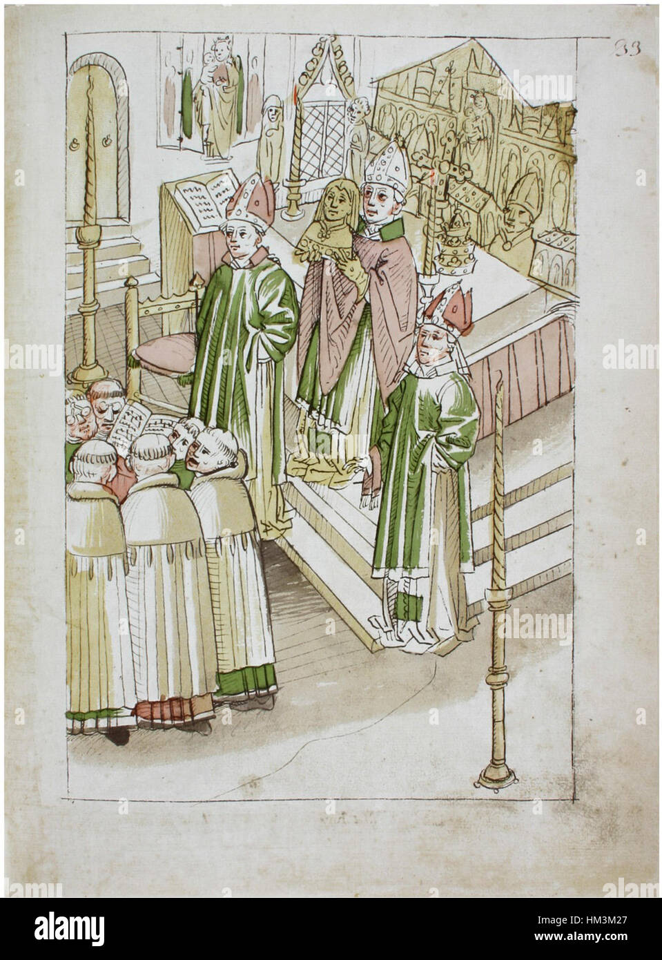 Konstanzer Richental Heiligsprechung Chronik der heiligen Brigitta von Schweden 33r Foto Stock