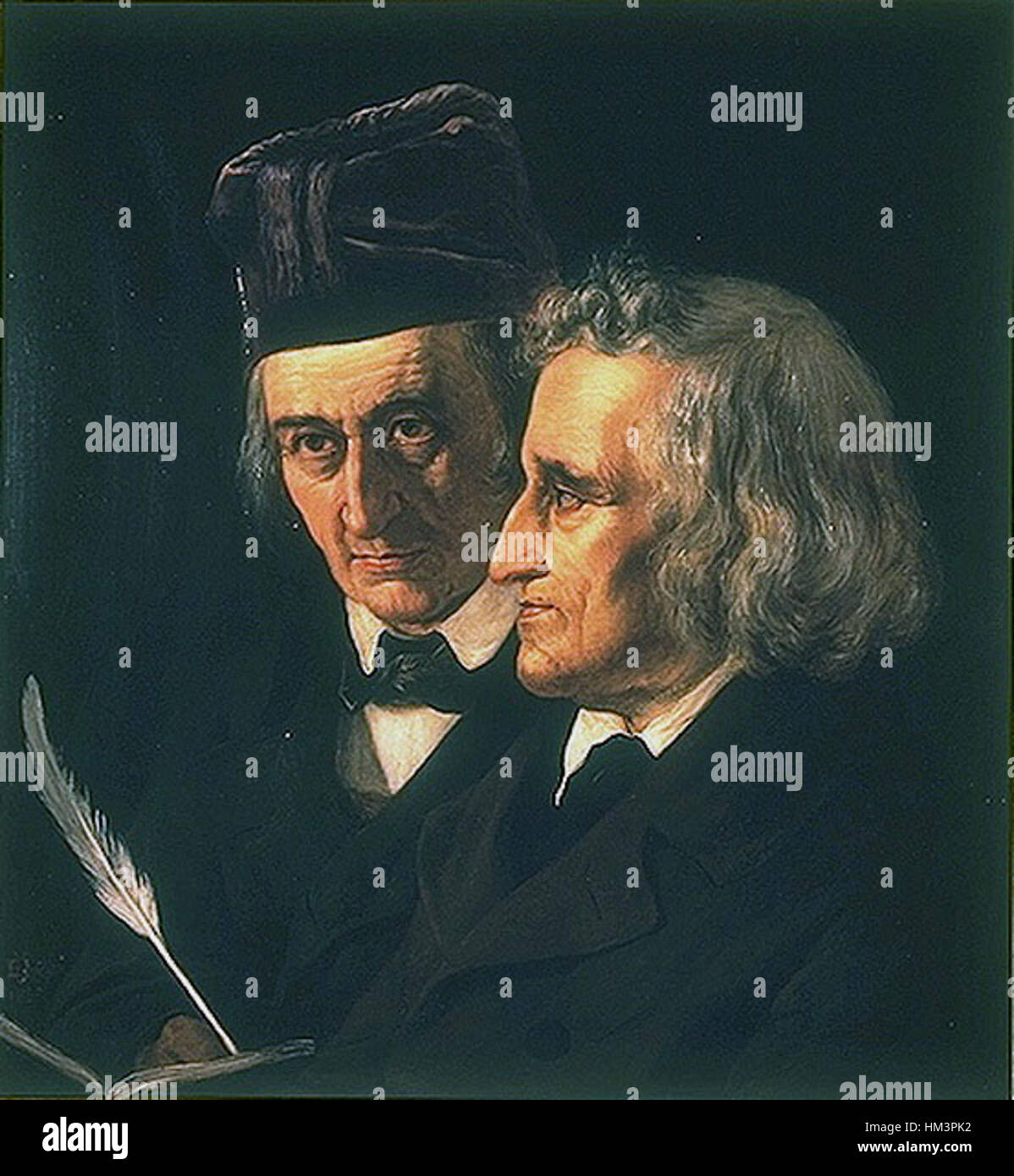"Grimm" si riferisce a un'opera che potrebbe essere collegata ai Fratelli Grimm, famosi per le loro fiabe e il folklore. Il pezzo si riferisce probabilmente alla cultura tedesca, raffigurando una storia o una scena ispirata ai loro famosi racconti, enfatizzando i temi narrativi. Foto Stock
