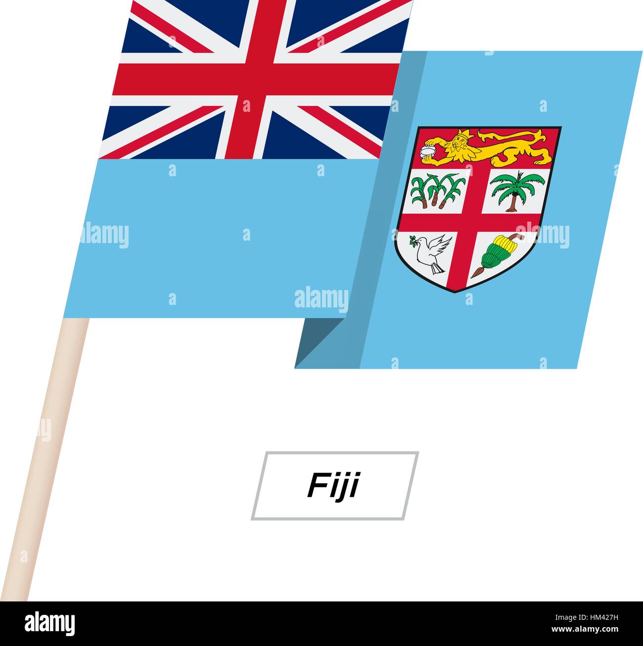 Nastro di Figi sventola Bandiera isolato su bianco. Illustrazione Vettoriale. Illustrazione Vettoriale