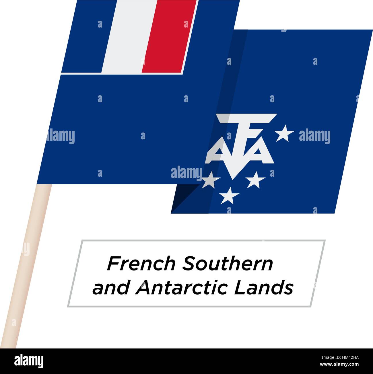 Terre Australi e Antartiche francesi Ribbon sventola Bandiera isolato su bianco. Illustrazione Vettoriale. Illustrazione Vettoriale