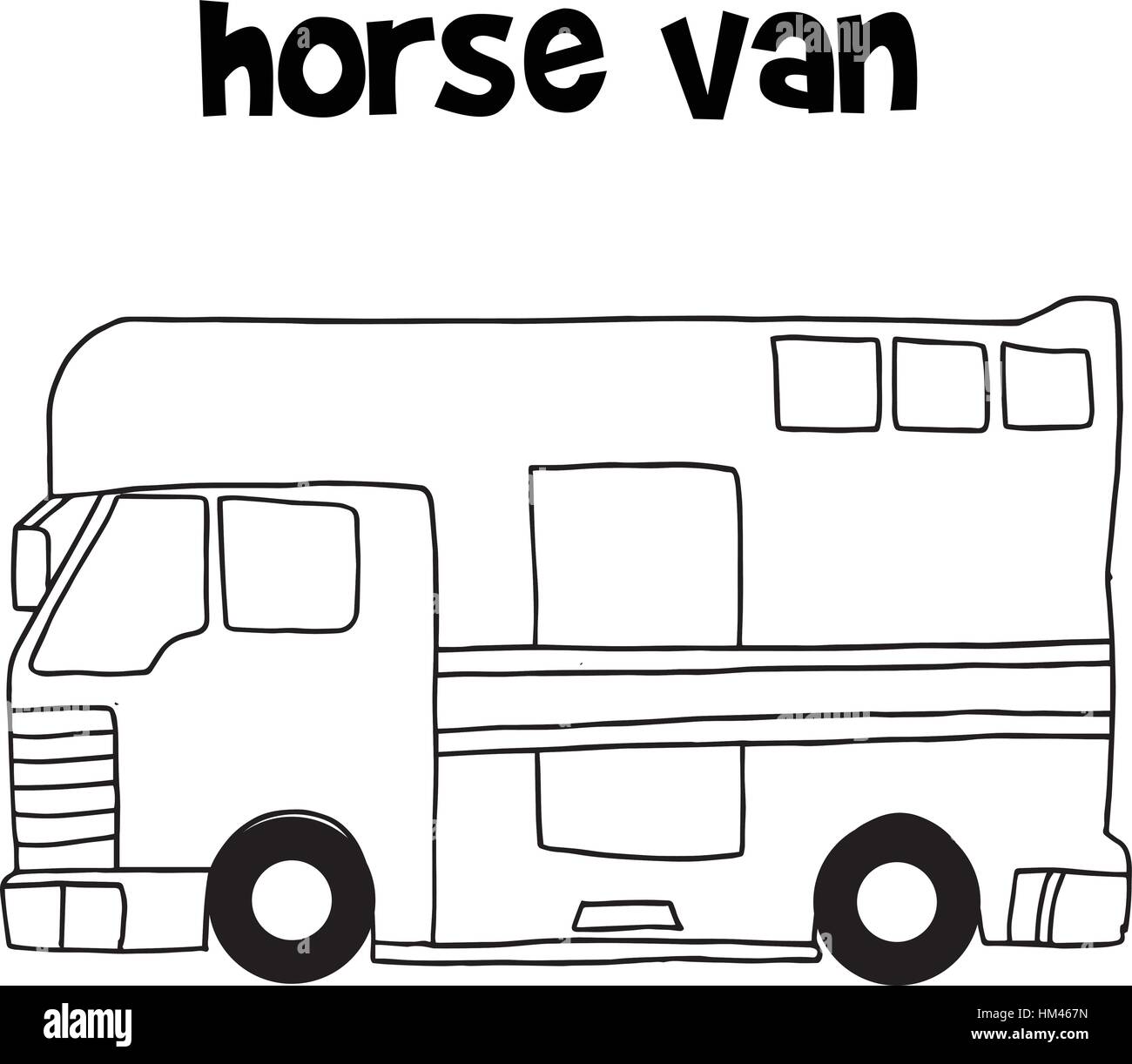 Raccolta di cavallo van disegnare a mano Illustrazione Vettoriale