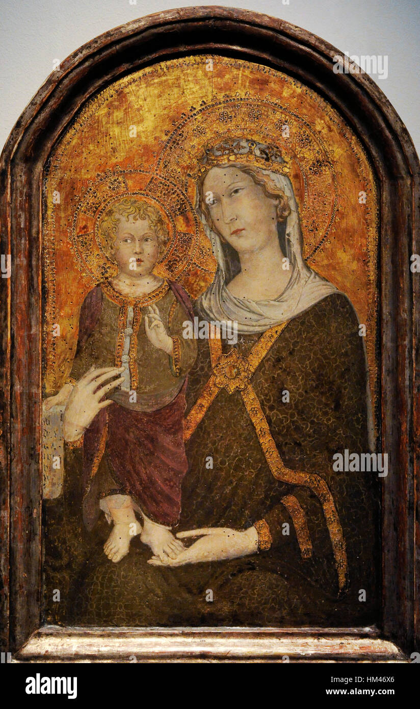 Artista sconosciuto, Vergine Maria con Gesù Bambino, ca 1400. Pittura a tempera su legno. Siena. L'Italia. Museo della città di Malmo. La Svezia. Foto Stock