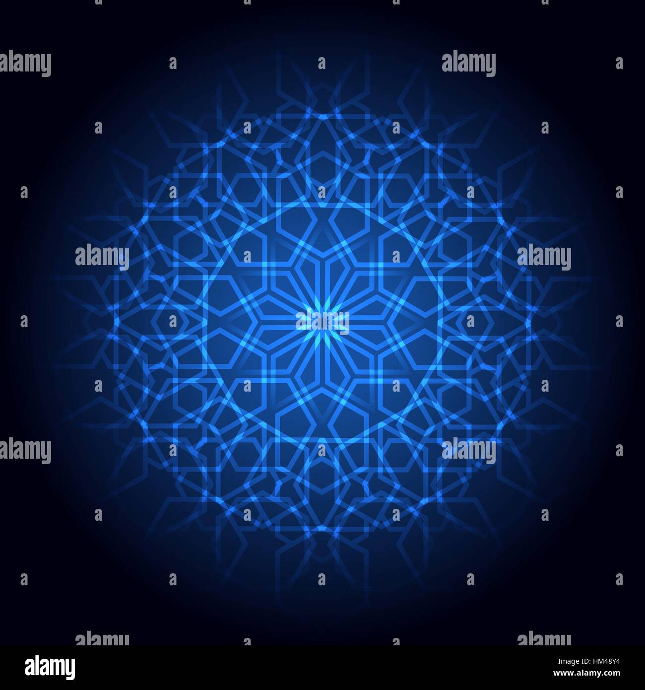 Abstract sfondo luminoso. Illustrazione Vettoriale di incandescente geometrica laser modello islamico per la progettazione Illustrazione Vettoriale