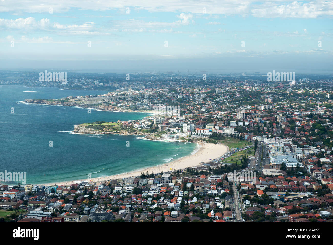 Bondi Beach a Sydney dall'aria, Nuovo Galles del Sud Australia Foto Stock