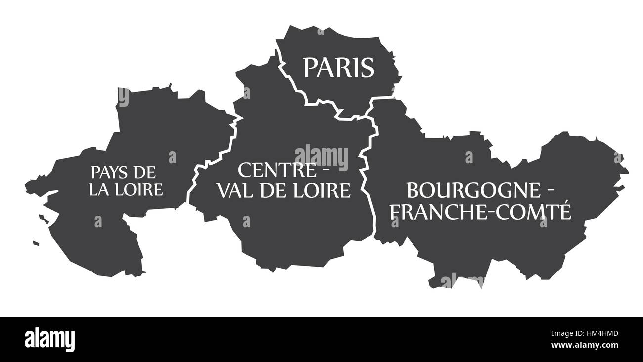 Pays de la Loire - Centro - Parigi - Borgogna - FRANCHE COMTE Mappa Francia illustrazione Illustrazione Vettoriale