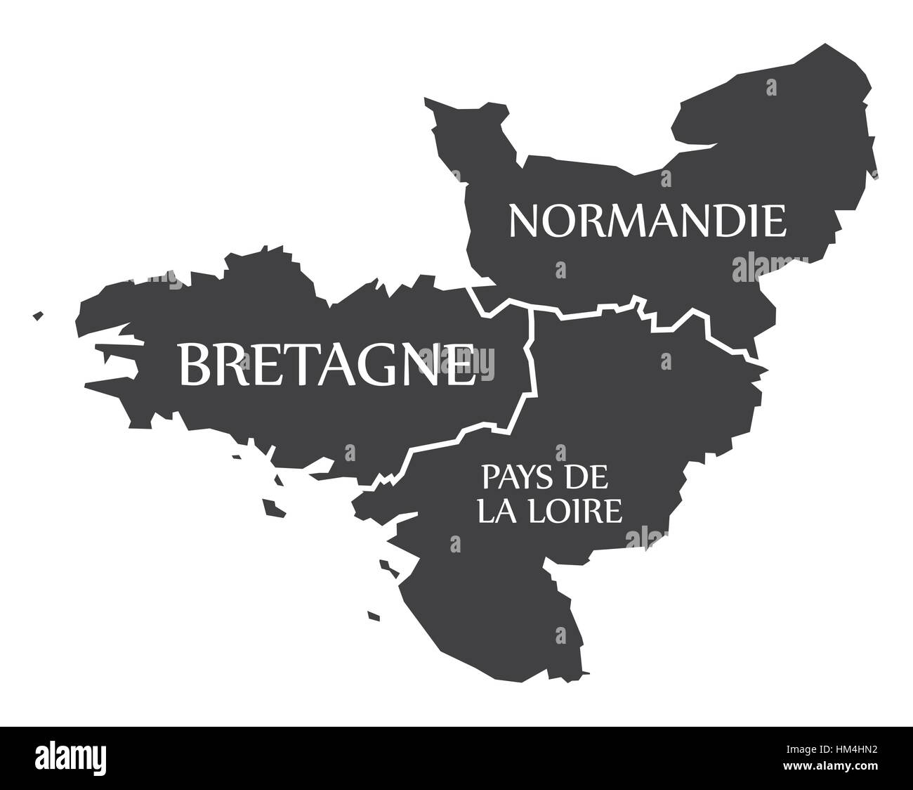 Bretagne - Normandie - Pays de la Loire Mappa Francia illustrazione Illustrazione Vettoriale