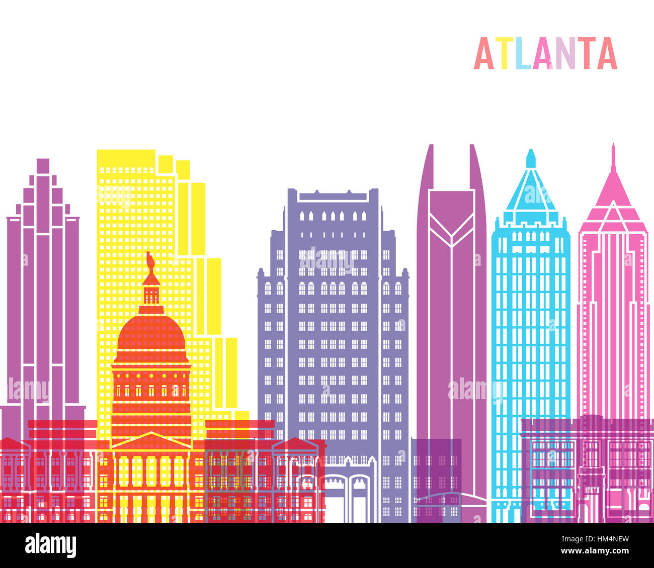 Atlanta V2 skyline pop in modificabile file vettoriali Foto Stock