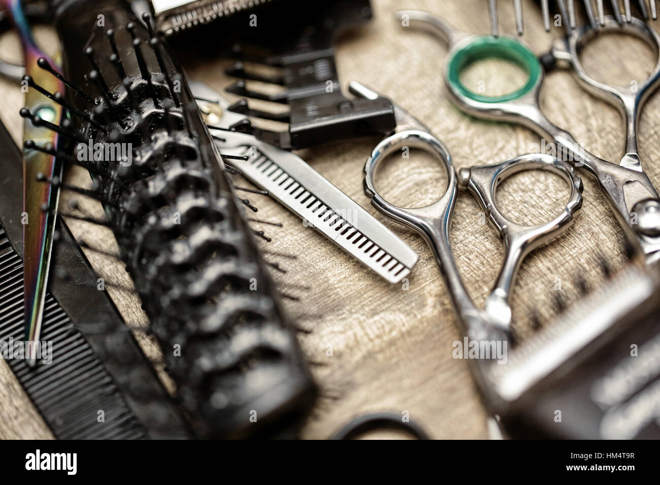 Strumenti di barbiere in stile vintage Foto Stock