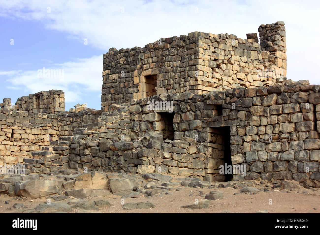 Qasr al-Azraq, Blu Fortezza, una fortezza di grandi dimensioni situato in Giordania. Si tratta di uno dei castelli del deserto Foto Stock