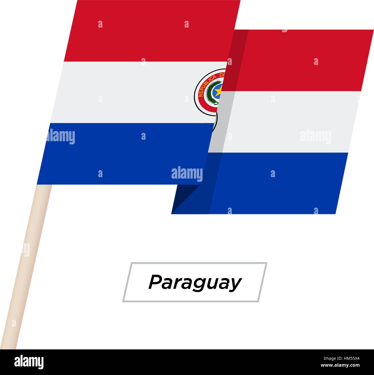 Il Paraguay Ribbon sventola Bandiera isolato su bianco. Illustrazione Vettoriale. Illustrazione Vettoriale