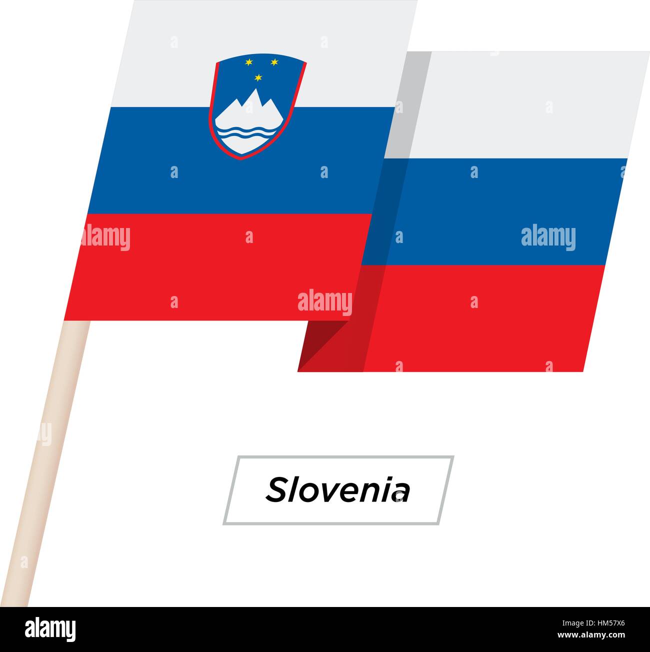 La Slovenia Ribbon sventola Bandiera isolato su bianco. Illustrazione Vettoriale. Illustrazione Vettoriale