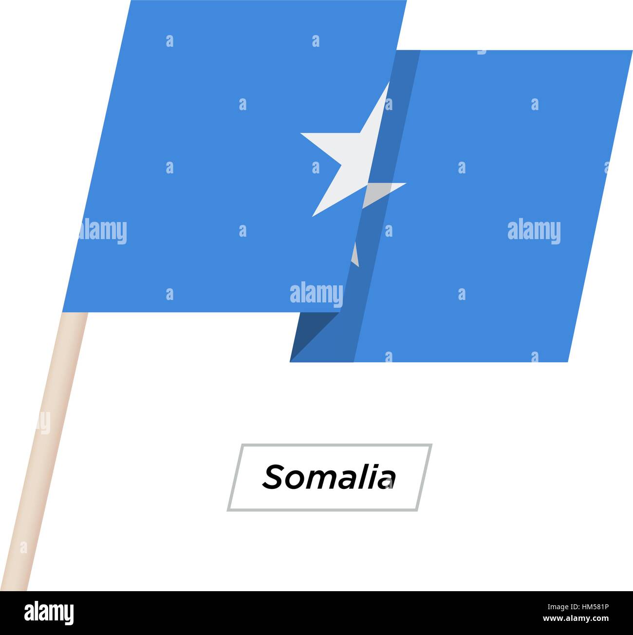 Somalia Ribbon sventola Bandiera isolato su bianco. Illustrazione Vettoriale. Illustrazione Vettoriale