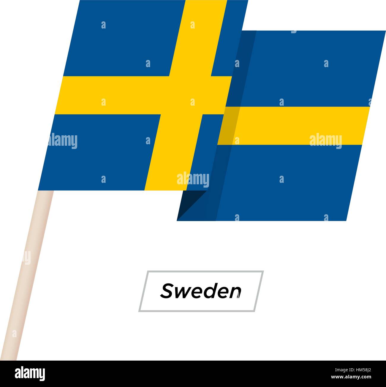 La Svezia Ribbon sventola Bandiera isolato su bianco. Illustrazione Vettoriale. Illustrazione Vettoriale