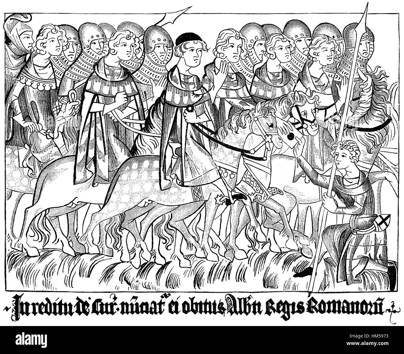 Un corriere porta la notizia della morte di Albrecht V all arcivescovo di Treviri, 1308 Foto Stock