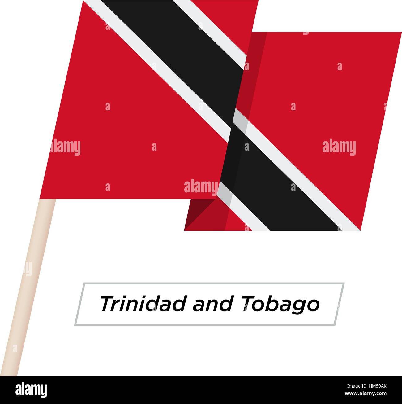 Trinidad e Tobago Ribbon sventola Bandiera isolato su bianco. Illustrazione Vettoriale. Illustrazione Vettoriale