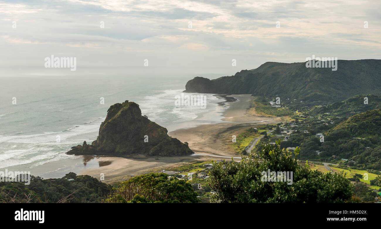 Piha Beach, nei pressi di Auckland, Isola del nord, Nuova Zelanda Foto Stock
