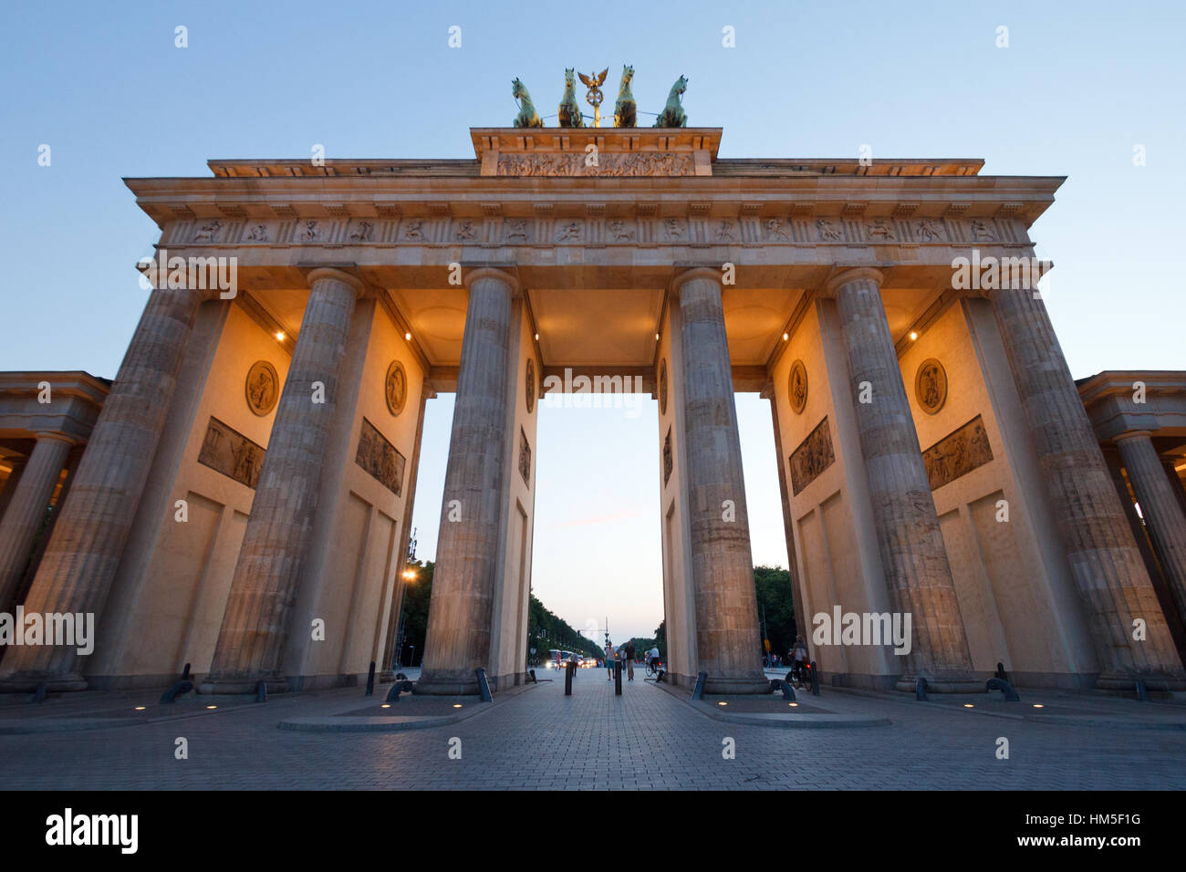 La Porta di Brandeburgo a Berlino, Germania. Foto Stock