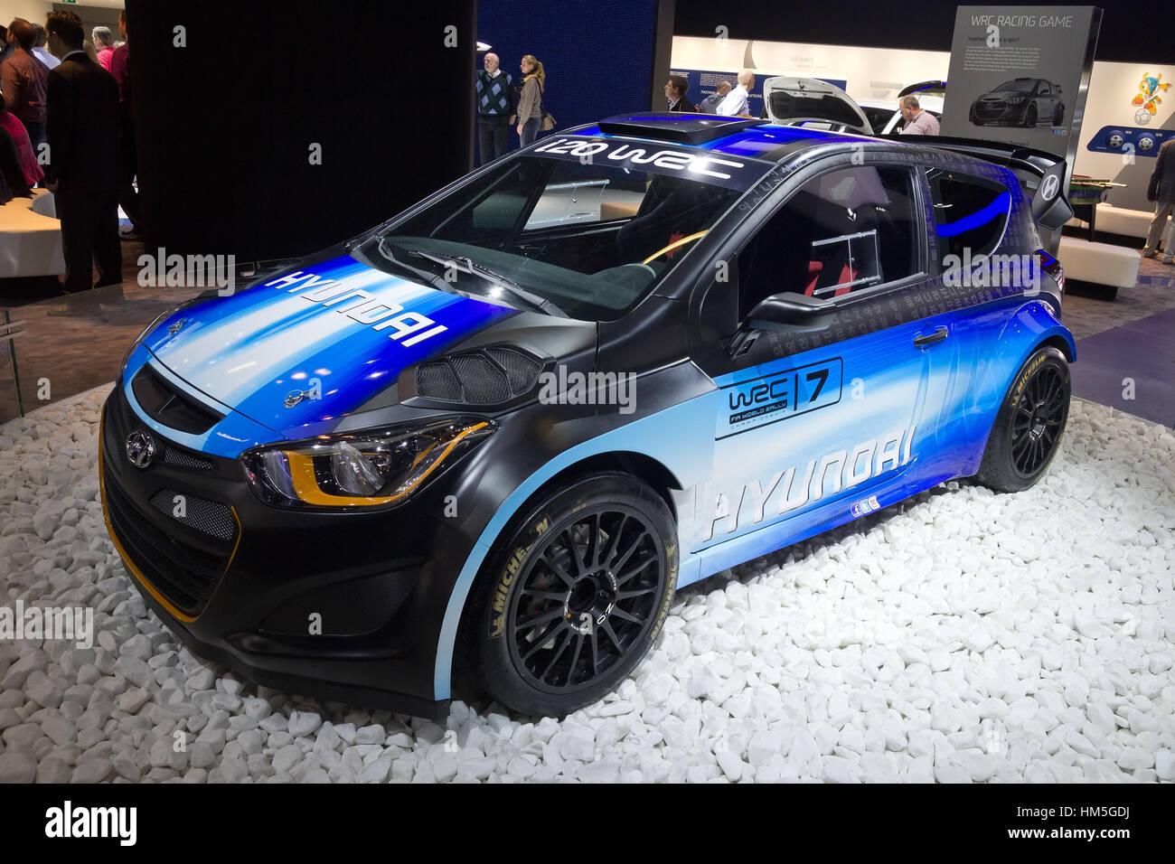 Francoforte, Germania - Sep 13: Hyundai i20 WRC al IAA motor show il Sep 13, 2013 a Francoforte. Più di 1.000 espositori provenienti da 35 paesi sono pres Foto Stock