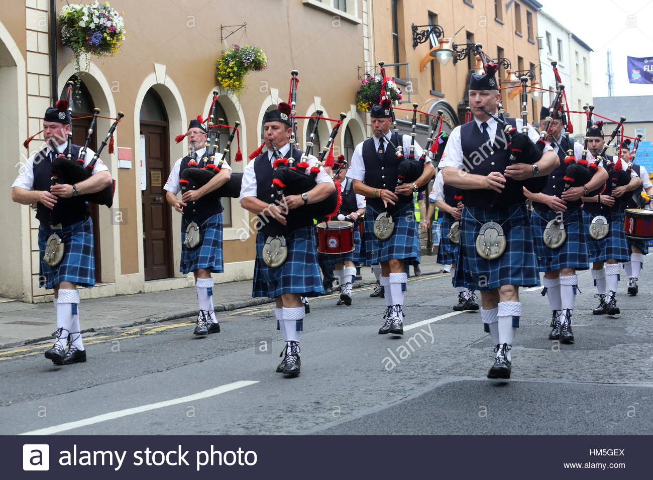 Fleadh Cheoil parade di Sligo, Irlanda, l'ultimo giorno del festival di musica irlandese Foto Stock