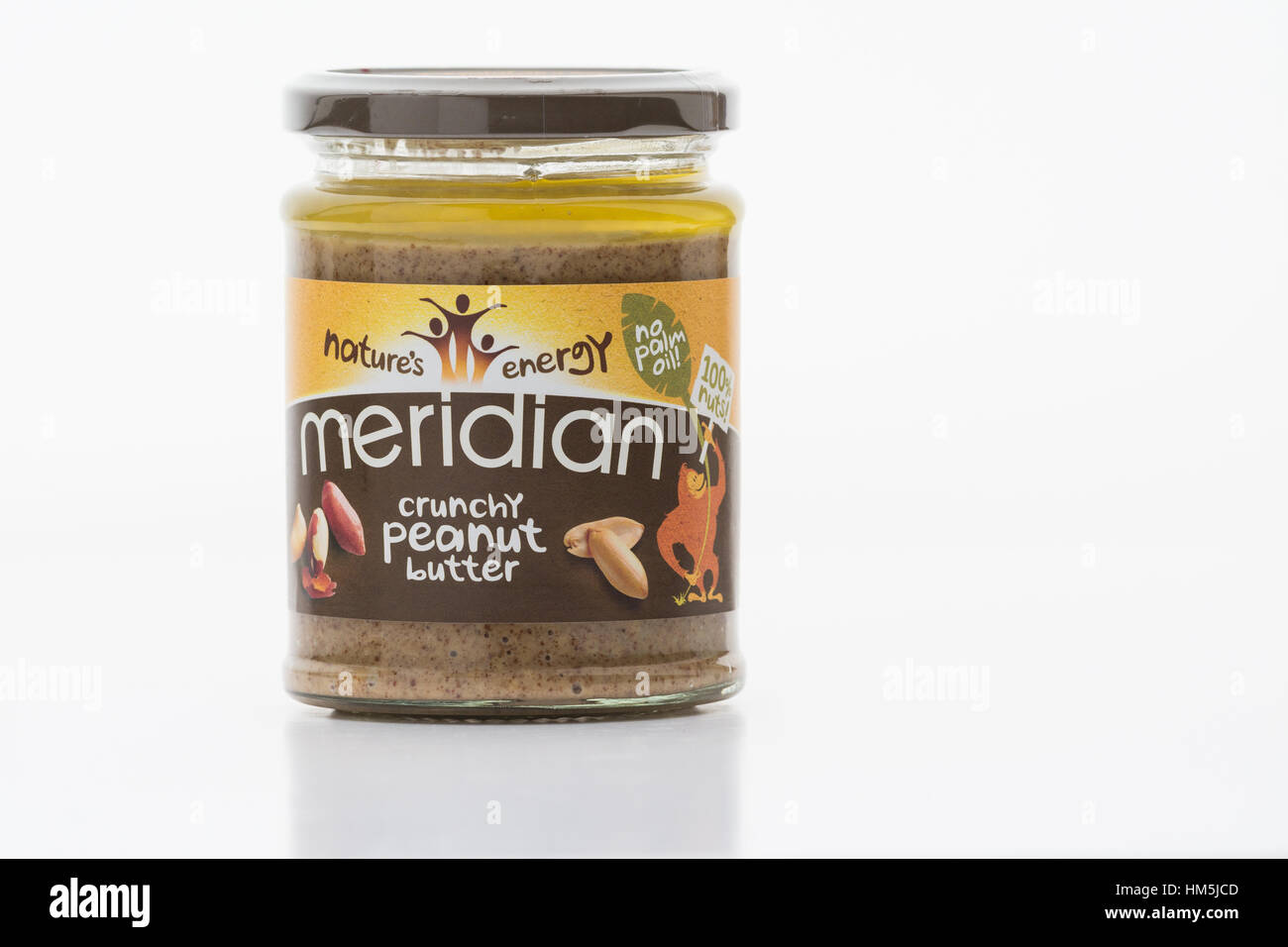 Esente da olio di palma prodotto alimentare - Meridian nessun olio di palma burro di arachidi Foto Stock