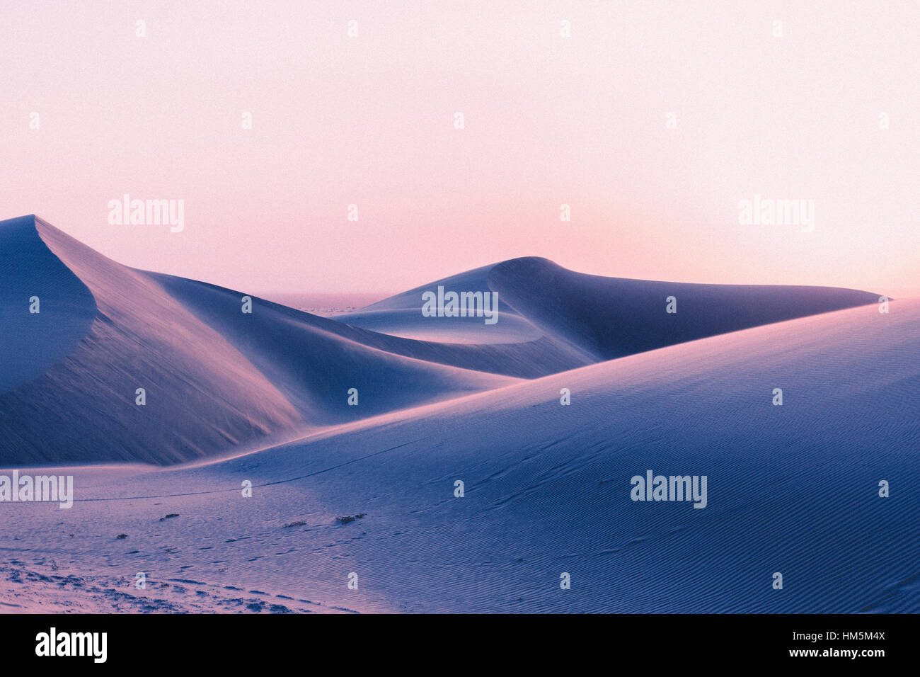 Vista panoramica del deserto contro il cielo chiaro Foto Stock