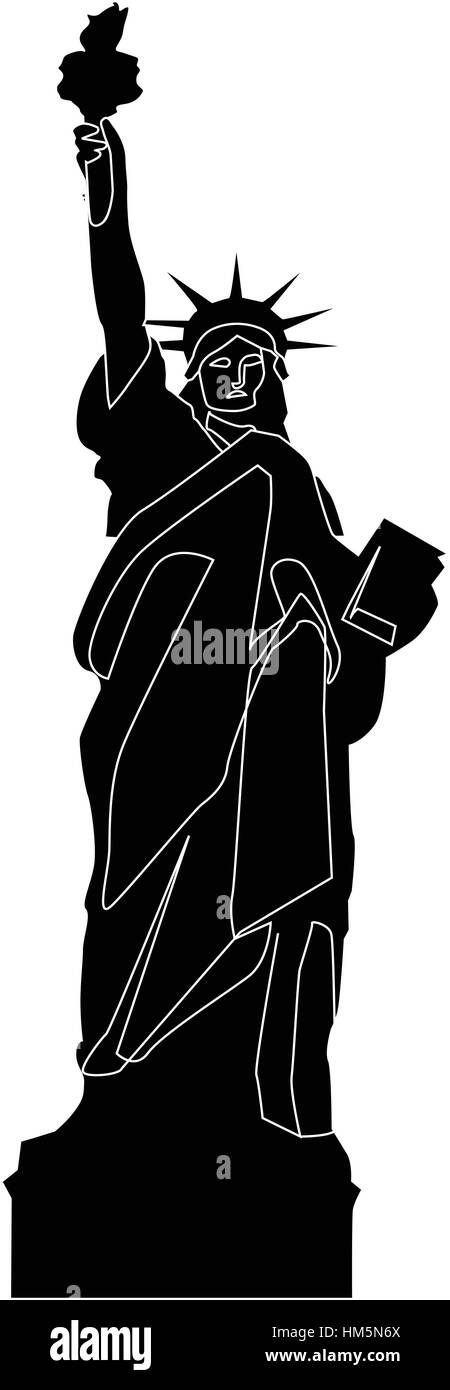 Statua della Libertà vettore ombre nere Silhouette eps 10 Illustrazione Vettoriale
