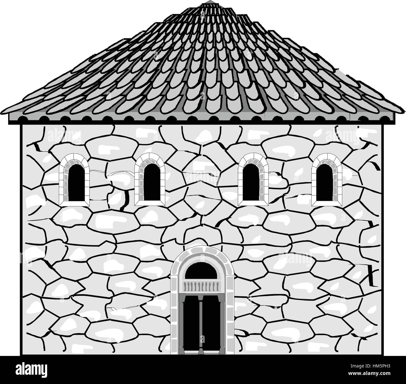 Lo stile romanico in architettura eps vettoriali 10 Illustrazione Vettoriale