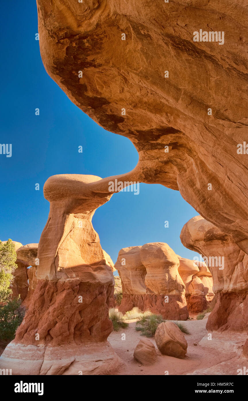 Metate Arch al Giardino del Diavolo a grande scala Escalante National Monument, Colorado Plateau, Utah, Stati Uniti d'America Foto Stock