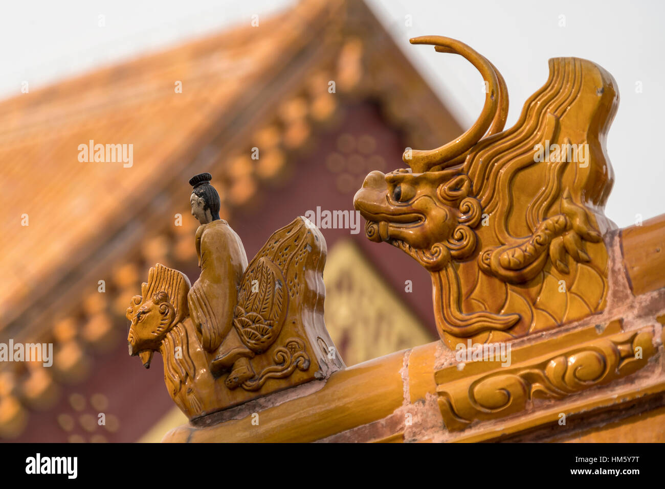La decorazione del tetto, il Summer Palace, Pechino, Repubblica Popolare di Cina e Asia Foto Stock