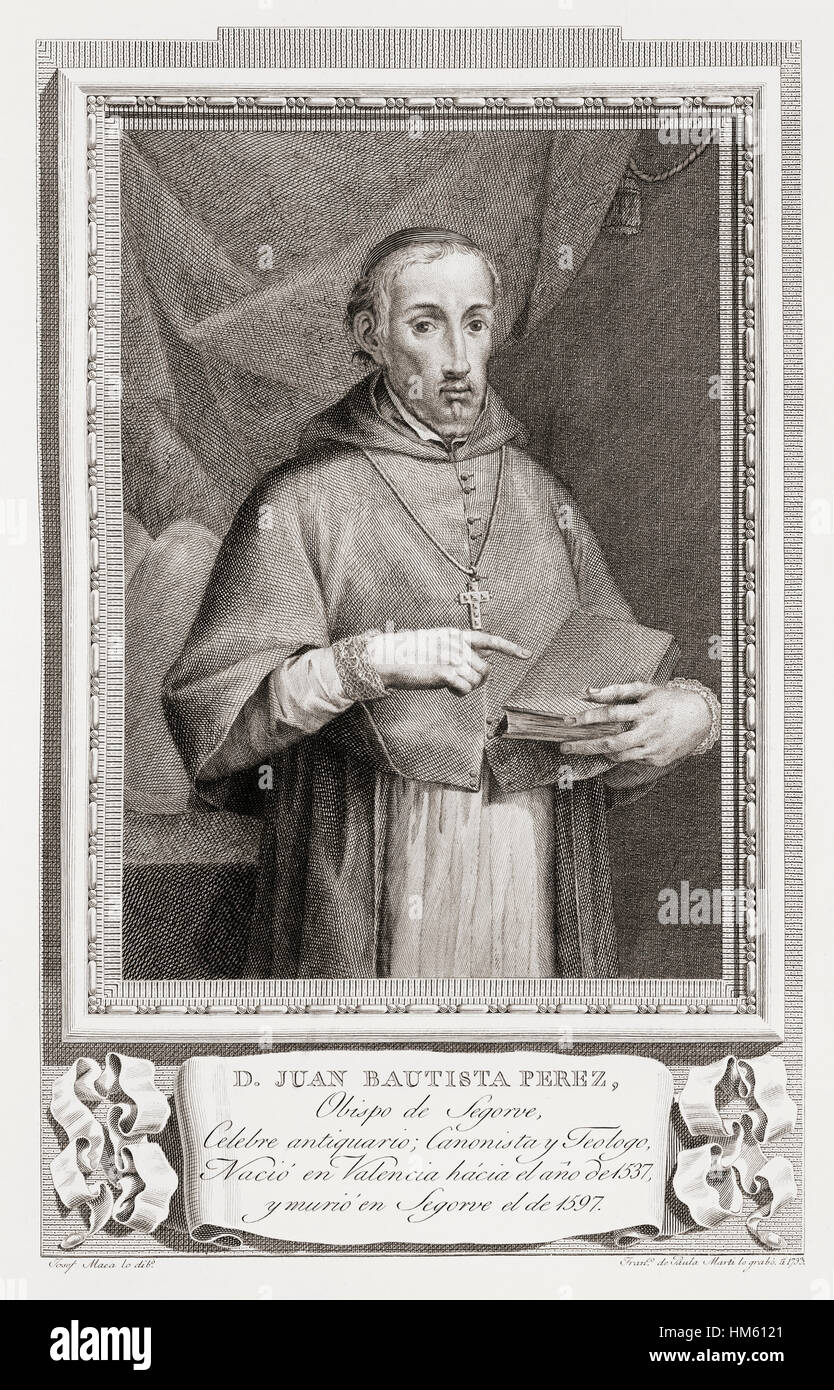 Juan Bautista Pérez Rubert, c.1537 - 1597. Ecclesiastici e studioso di spagnolo. Dopo un attacco in Retratos de Los Españoles Ilustres, pubblicato Madrid, 1791 Foto Stock