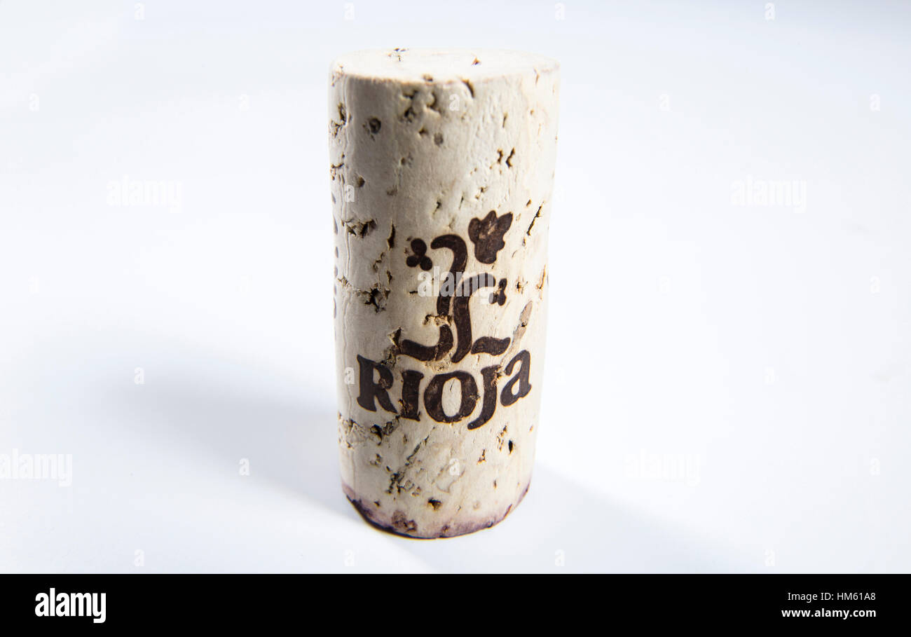 Rioja vino Cork - Vista laterale Foto Stock