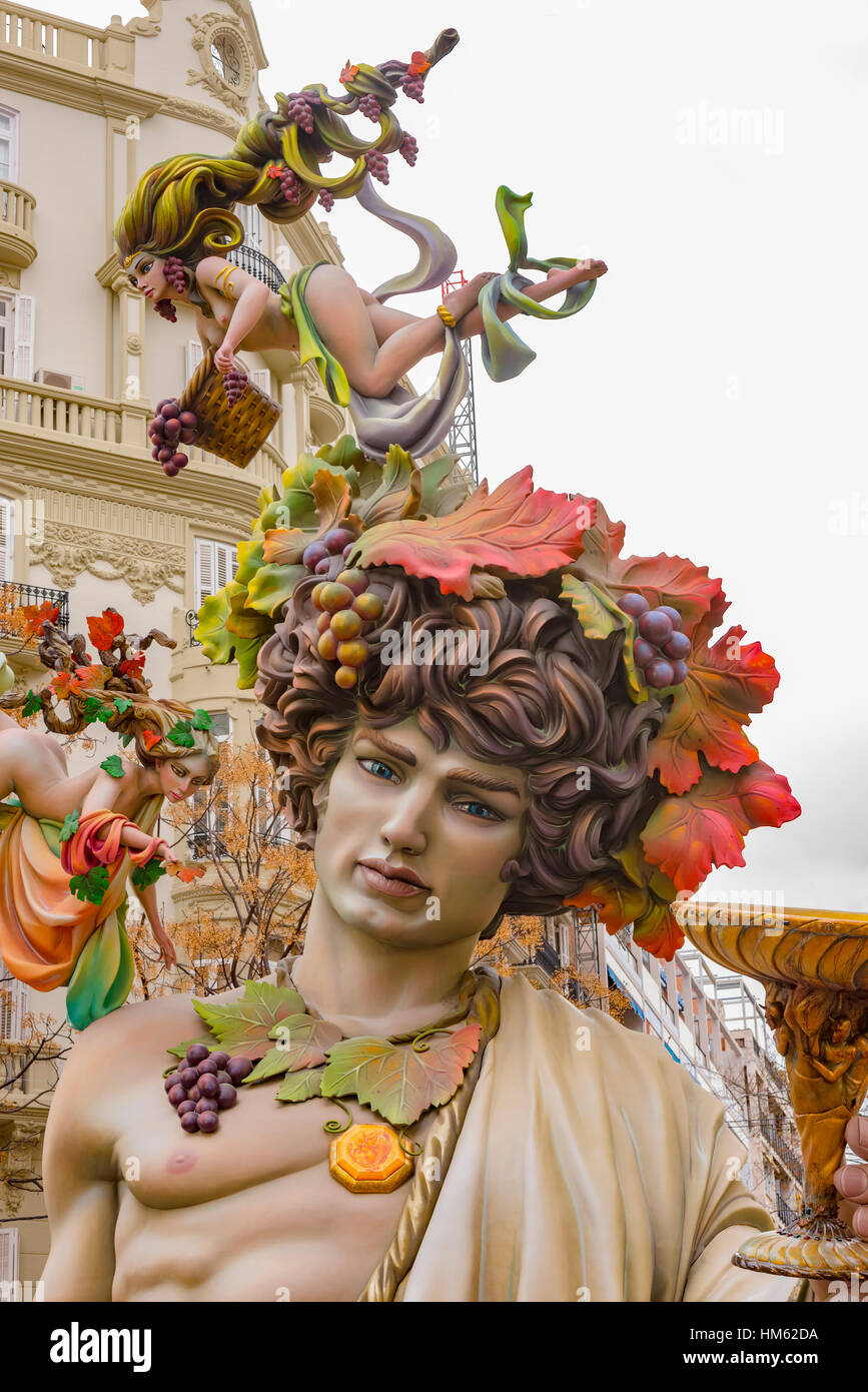 Le sculture che compongono il Fallas di Valencia Festival in Spagna 2016 Foto Stock