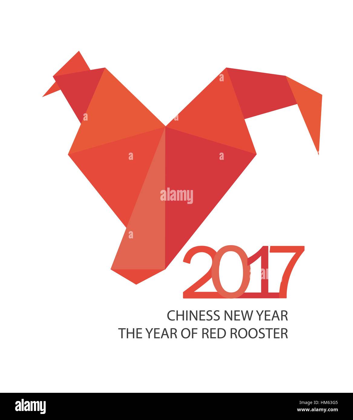 Rosso fuoco rooster in stile origamy come simbolo del nuovo anno 2017 nel calendario cinese. Illustrazione Vettoriale. Illustrazione Vettoriale
