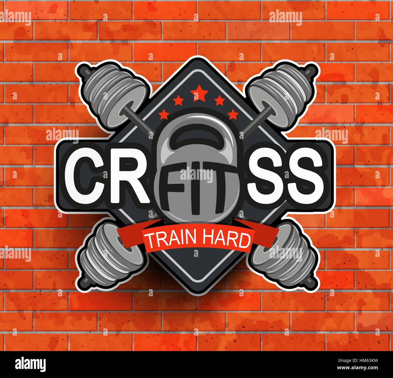 Crossfit emblema, etichetta e badg, logo e una palestra per il fitness progettato elementi per i vostri progetti, stampe, cartoline, inviti. Sport Illustrazione Vettore. Illustrazione Vettoriale