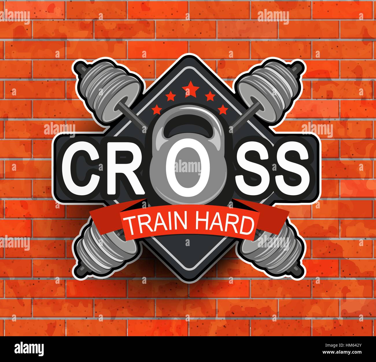 In stile retrò emblema fitness, etichetta, badg, logo e una palestra per il fitness progettato elementi per i vostri progetti, stampe, cartoline, inviti. Sport illustrazione. Illustrazione Vettoriale