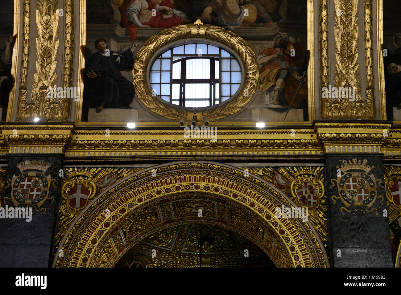 La Co-Cattedrale di San Giovanni dorato interni decorati a La Valletta di Malta museo della chiesa dei Cavalieri di Malta la religione storia religiosa Foto Stock