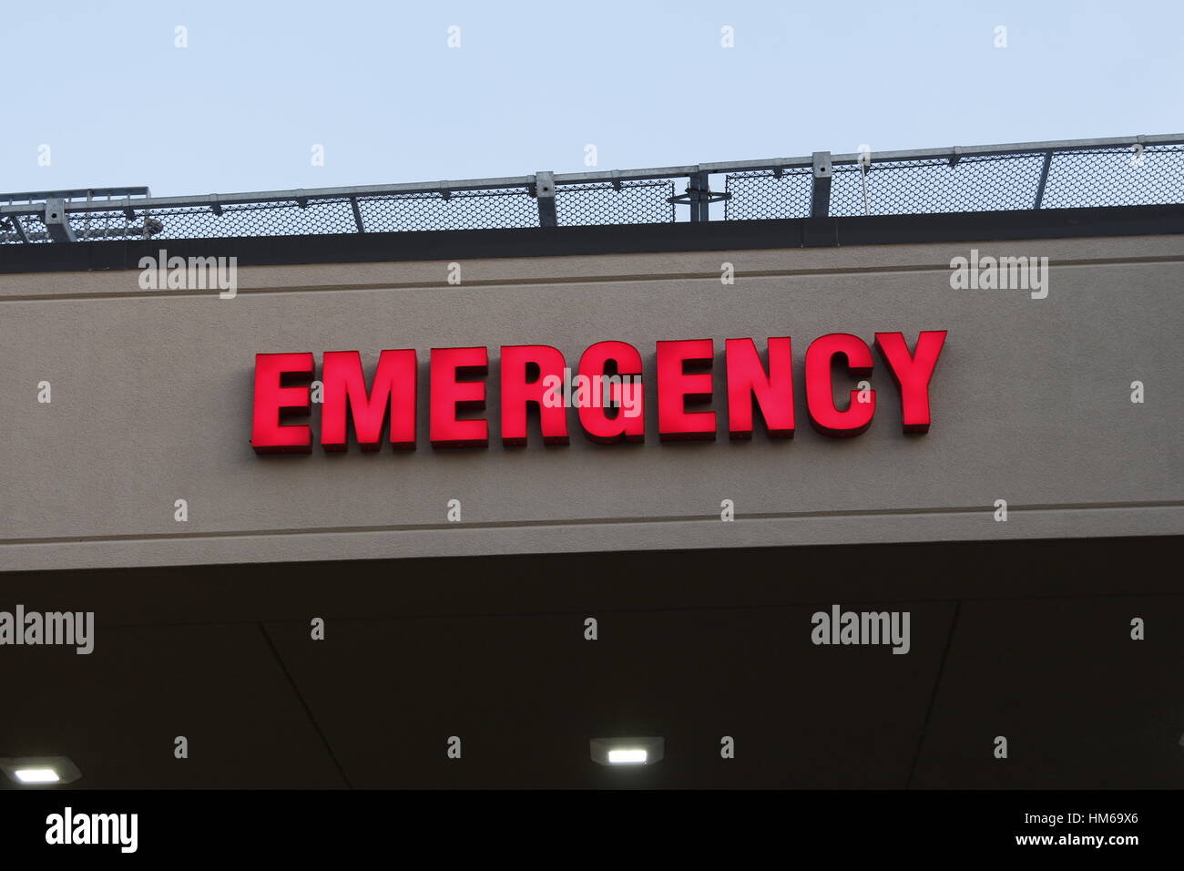 Sala di emergenza segno in un ospedale Foto Stock