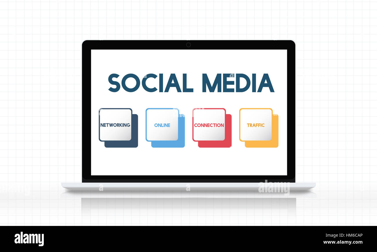 Social Media Box concetto dei pulsanti Foto Stock