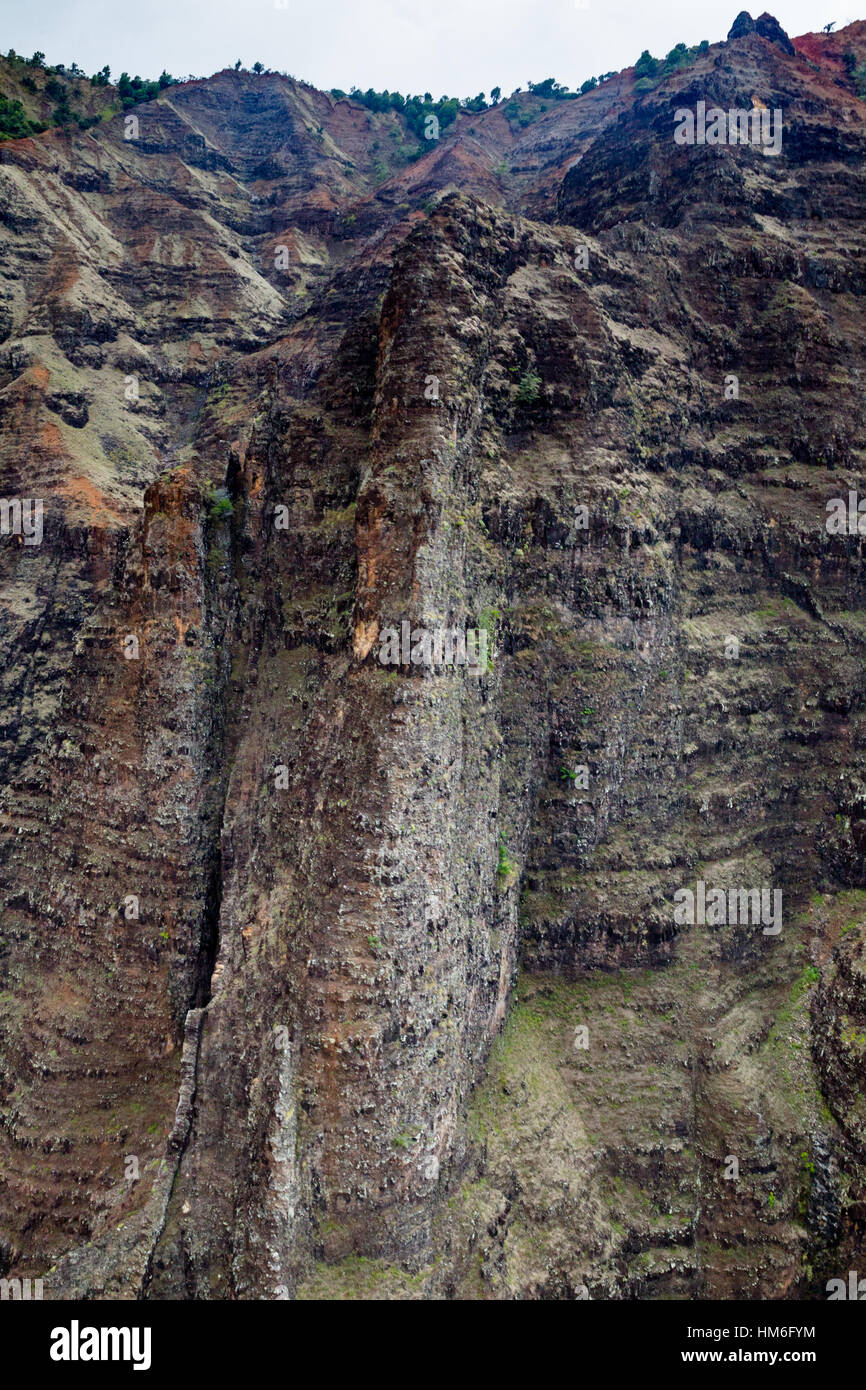 Vista aerea del Canyon di Waimea sulla Kauai, Hawaii, Stati Uniti d'America. Foto Stock