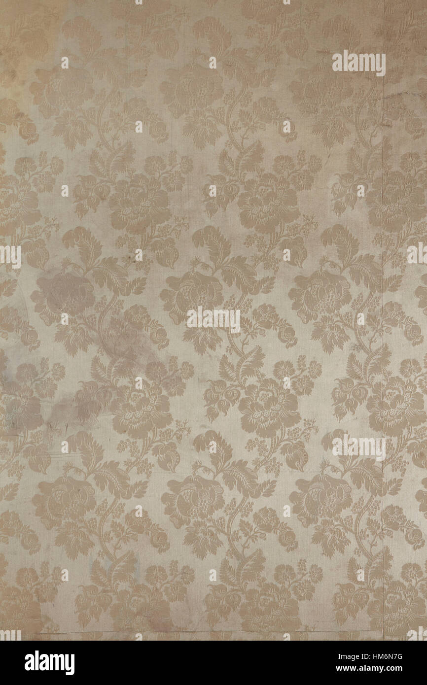 Vecchio sfondo lucido con il barocco e pattern di antiquariato di fiori, beige bronzo come sfondo Foto Stock
