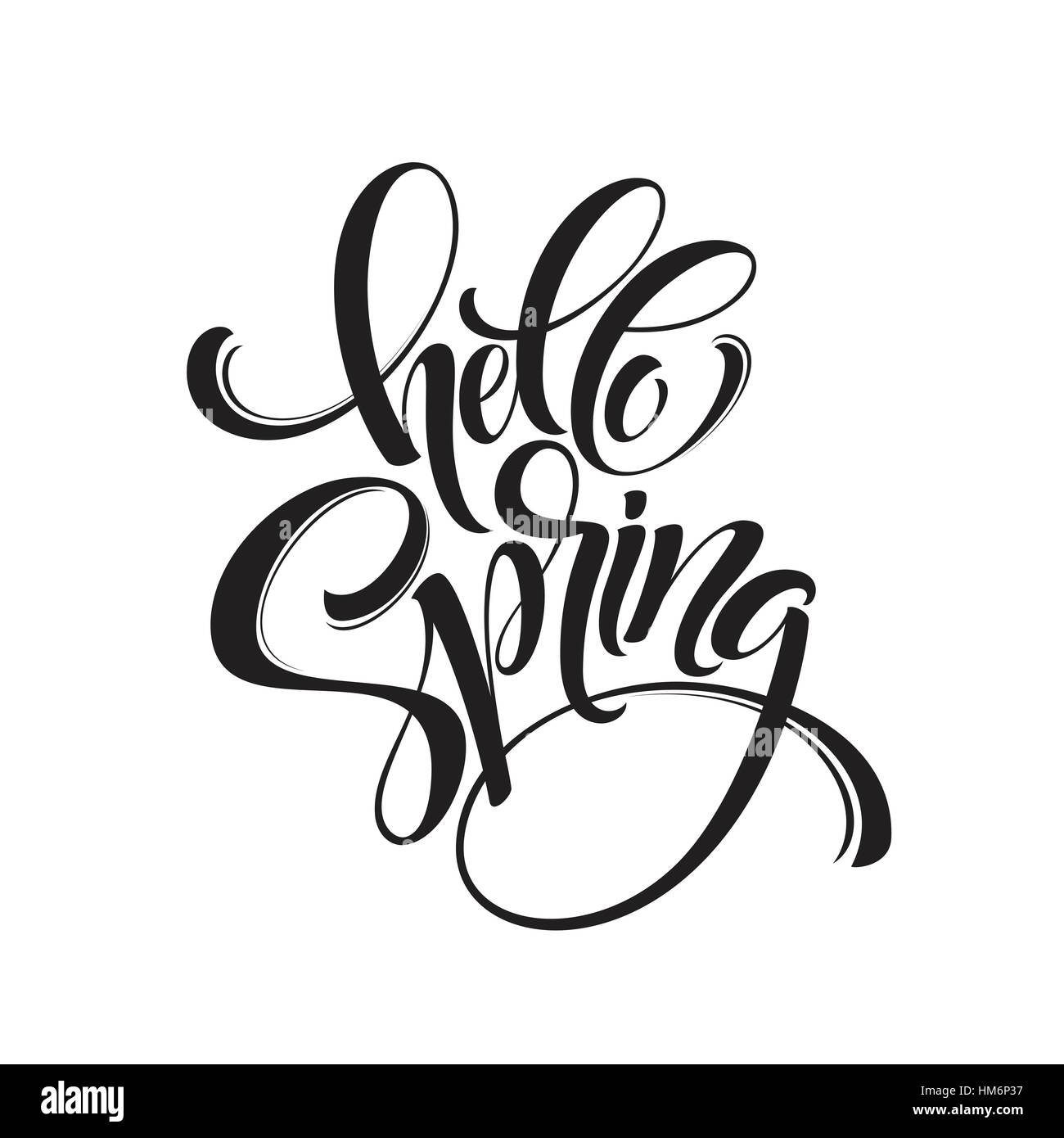 Ciao primavera una frase scritta. Disegnata a mano la calligrafia. Illustrazione Vettoriale Illustrazione Vettoriale