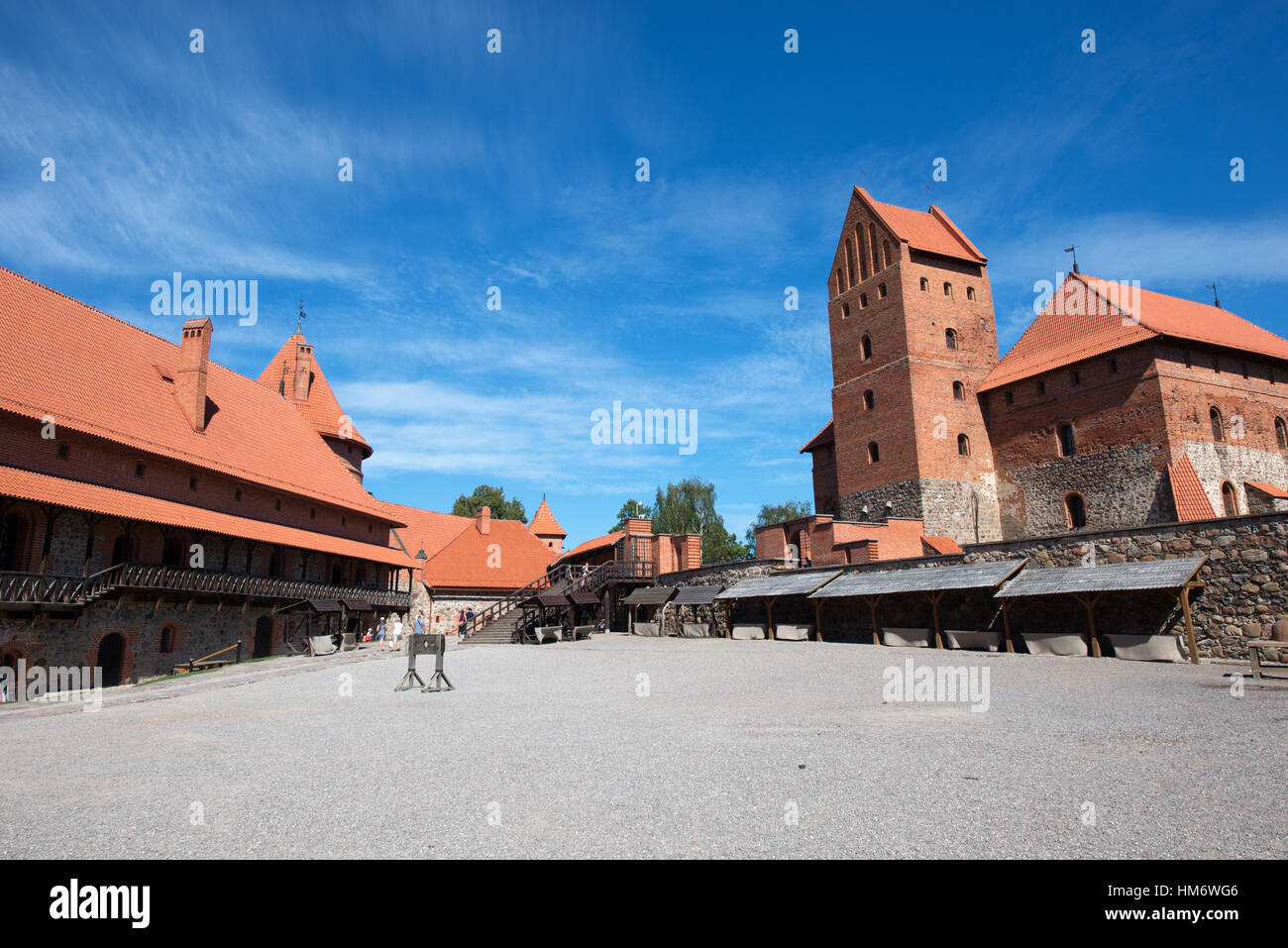 Cortile interno vista del Castello di Trakai, Lituania Foto Stock