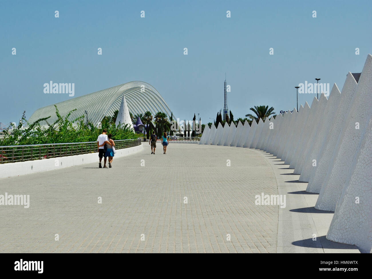 VALENCIA, ES - CIRCA IL LUGLIO 2008 - Gli edifici futuristici di Ciudad de la Ciencias, dall'architetto Santiago Calatrava, sono gli edifici moderni di Valen Foto Stock