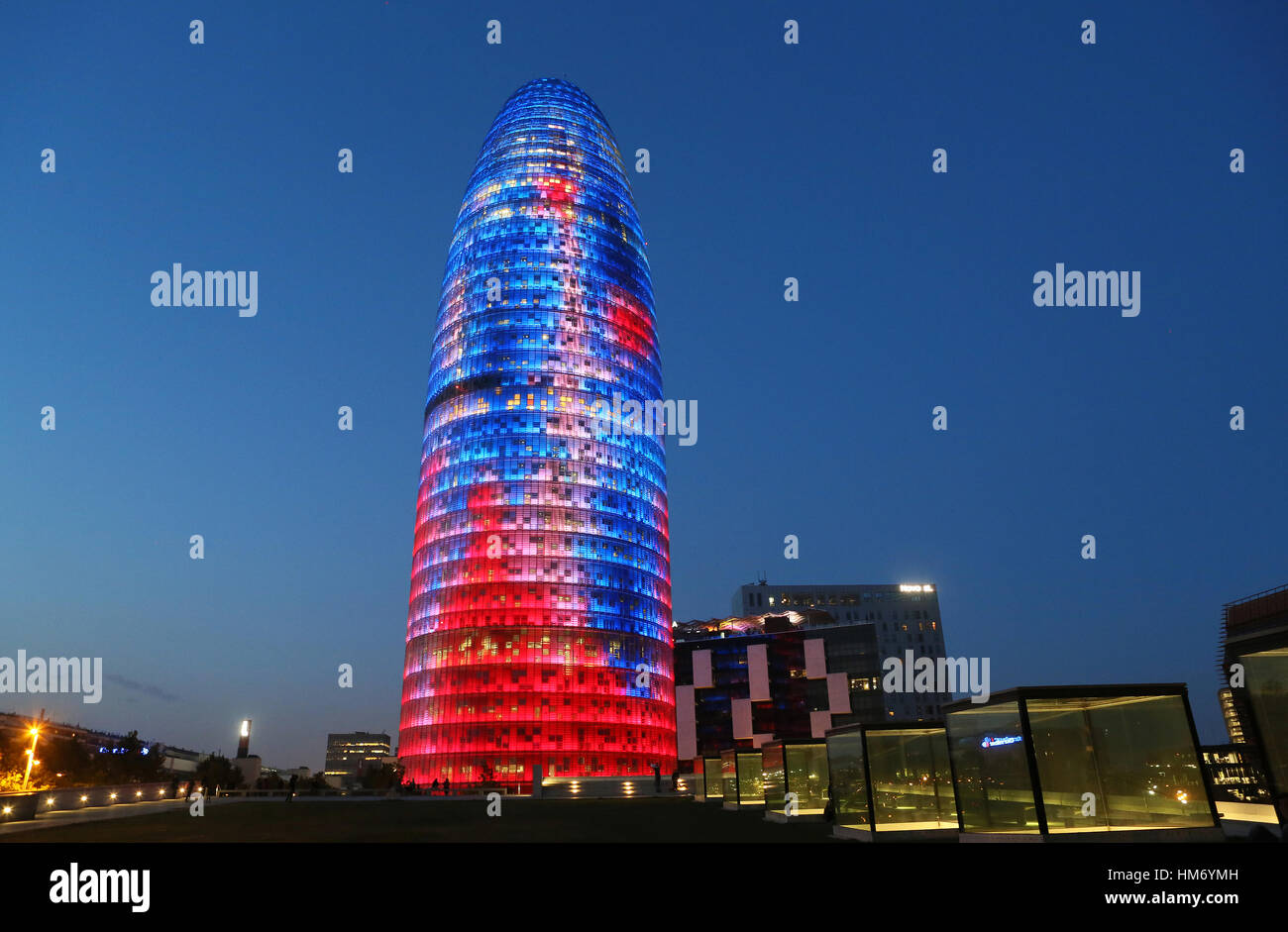 Torre Agbar, Barcelona, Spagna. Foto Stock
