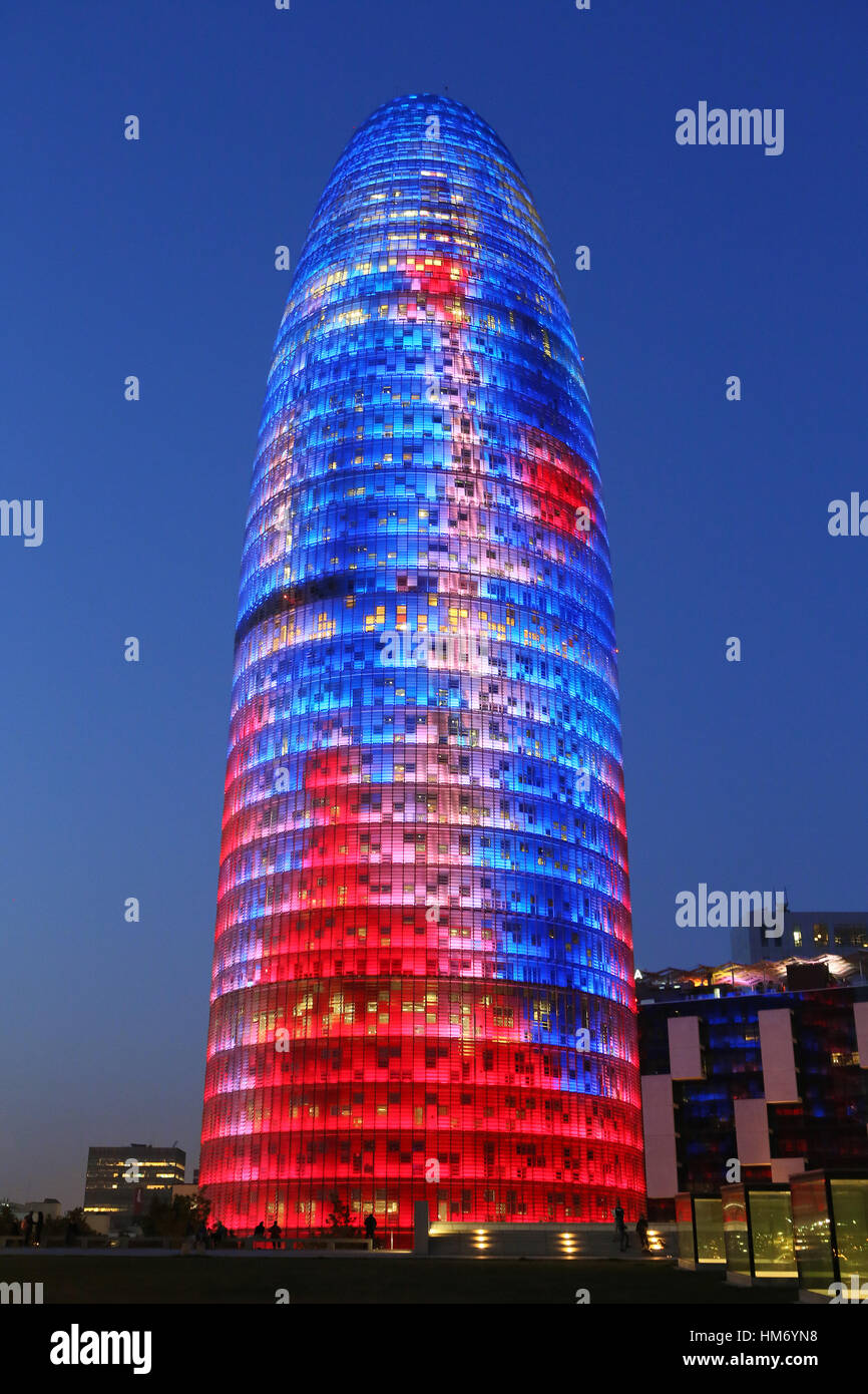 Torre Agbar, Barcelona, Spagna. Foto Stock