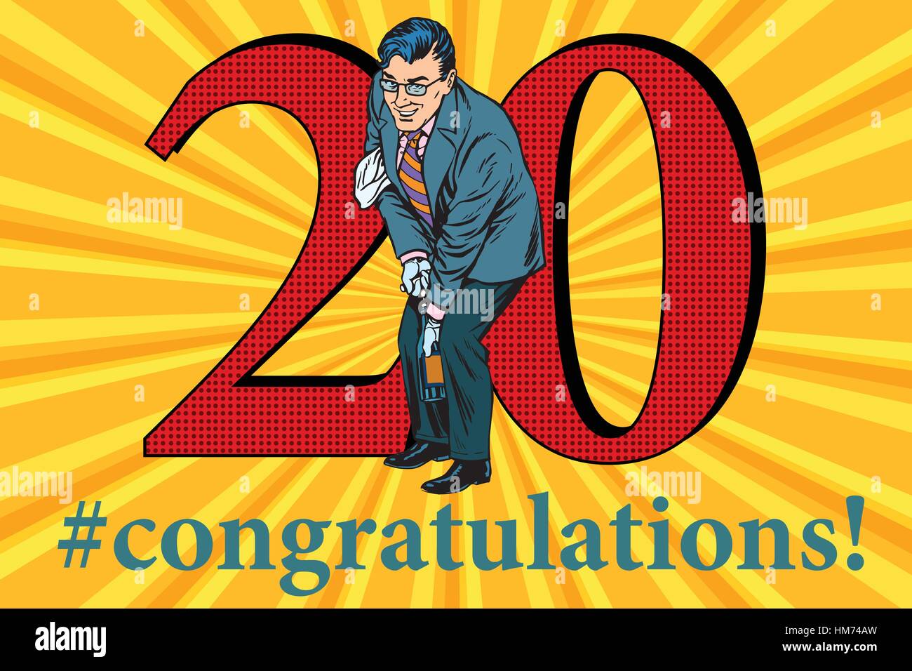 Congratulazioni 20 anniversario celebrazione Illustrazione Vettoriale