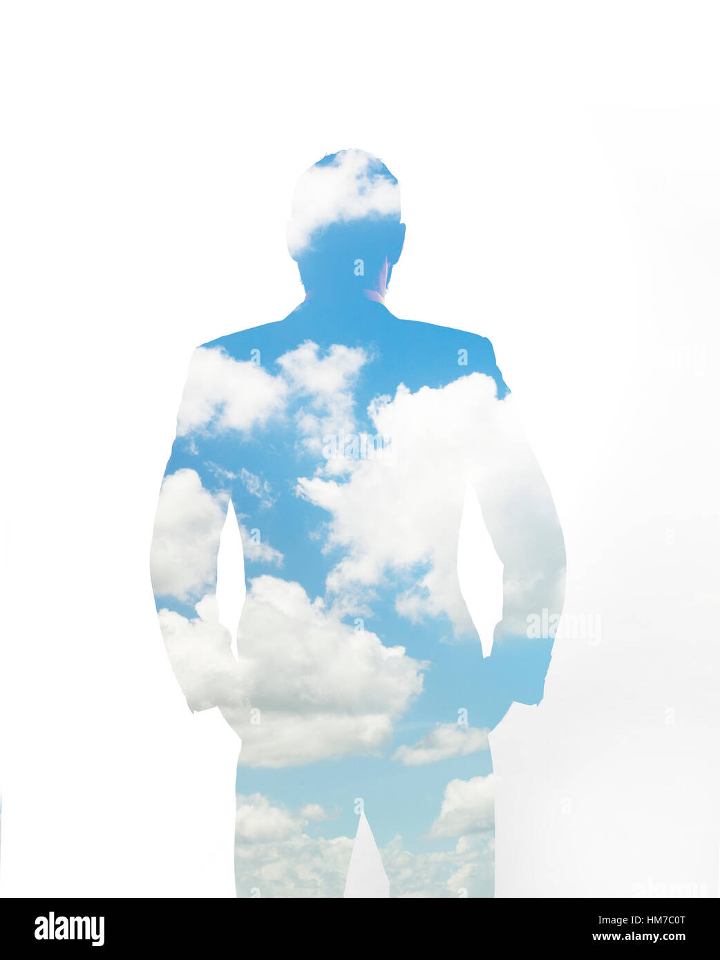 Immagine composita di nuvole e silhouette dell uomo Foto Stock