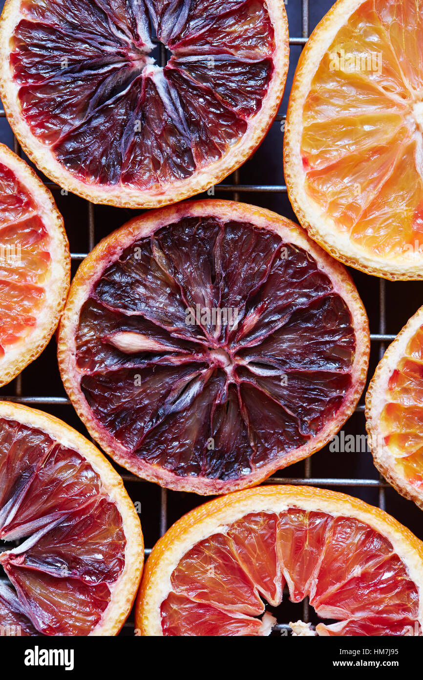 Fette di arance pigmentate Foto Stock