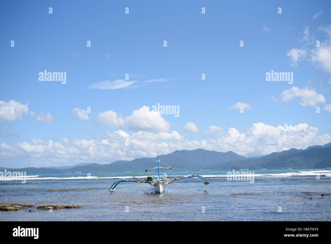 Barca da pesca a riva. Foto Stock